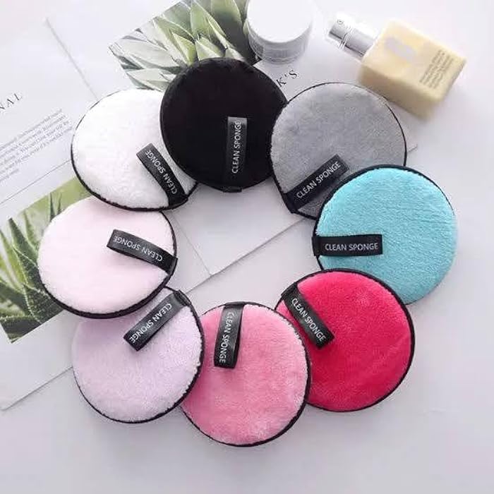 1Pc Washable Makeup Remover Cotton Pads Washable Cotton Reusable Makeup Remover Disc with Cleaning Bag Available for Face Cleansing (Random Color) - Image 3